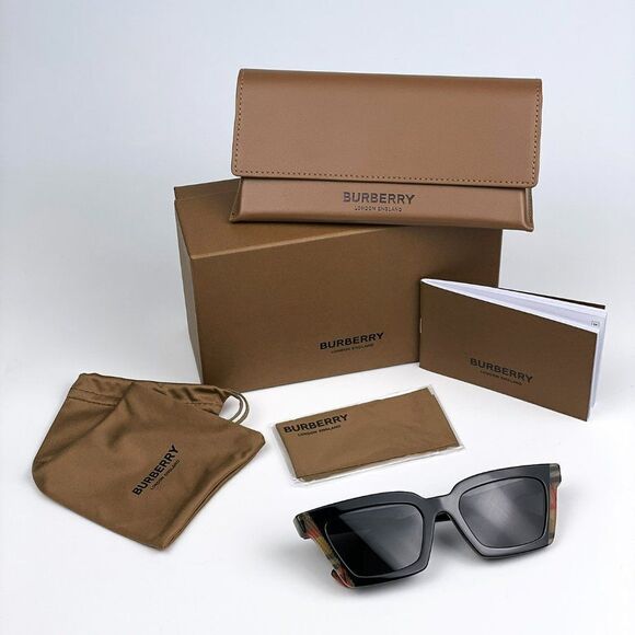 NEW Burberry BE4392U BRIAR 405587 Black Vintage Check Dark Grey Cat Eye Women - Picture 9 of 9